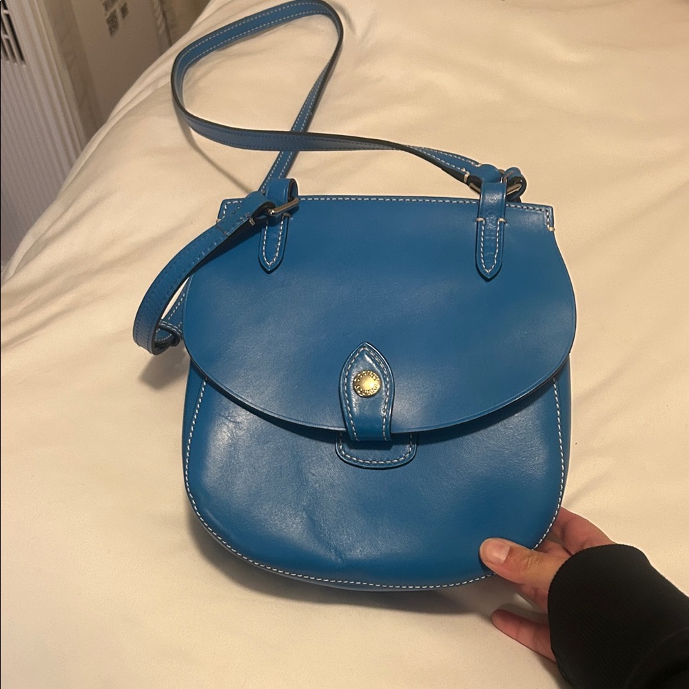 Blue Leather Crossbody Bag